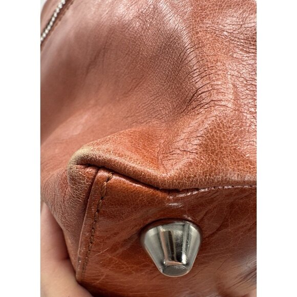 Vintage Hobo Womens Tawny Brown Leather Shoulder Bag Minimalist Boho Retro Indie - Picture 7 of 16